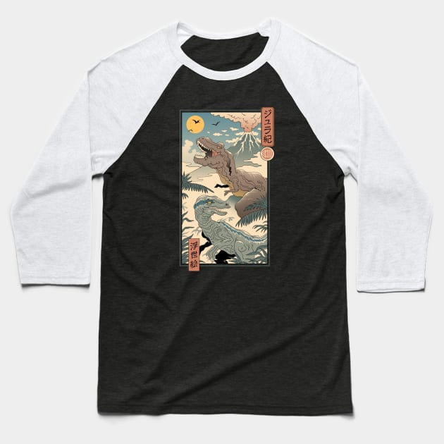 Jurassic Ukiyo-e 2 Baseball T-Shirt by Vincent Trinidad Art